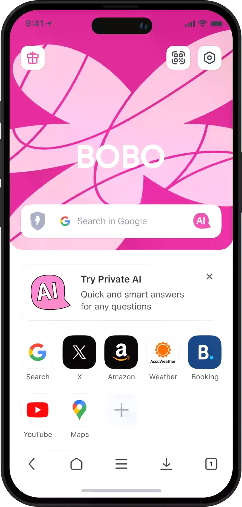 BOBO browser with Private AI assistant